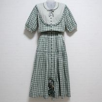 薄荷系チェックヨークワンピース