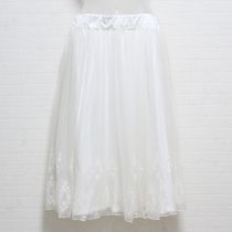 白フラワー刺繍チュールスカート【3(9号)】