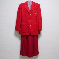 赤アザミ刺繍金ボタンジャケット&プリーツスカート