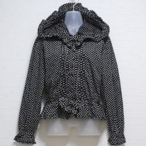 黒水玉フード付きペプラムブラウス