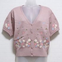 ピンク小花刺繍カーディガン