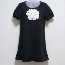 黒カメリアアップリケカットソーチュニック【3(9号)】