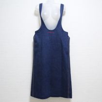 紺ロゴ刺繍デニムジャンパースカート