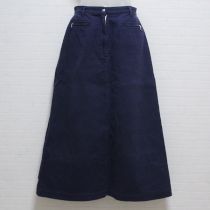 紺カメリア刺繍Aラインスカート【L】
