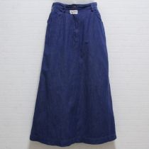紺ソフトデニムAラインスカート【M】
