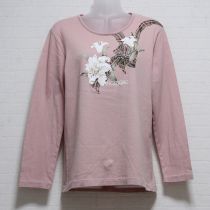 ピンクゆりとリボン長Tシャツ