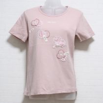 ピンクハートパッチTシャツ【L】