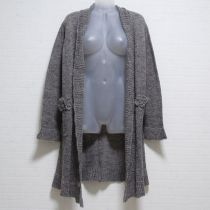 グレーモチーフ付きニットロングカーディガン【3(9号)】