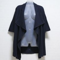 紺ラッフル衿レース使いカーディガン