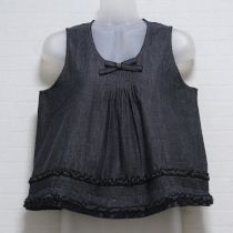 黒フリンジ使いノースリデニムブラウス