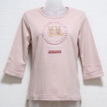 ピンクくまプリント長Tシャツ【M】