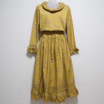 黄色コサージュくまワンピース