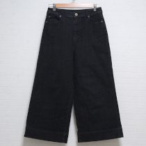 黒ストレッチデニムワイドパンツ