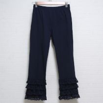 ネイビー裾段々レースレギンス