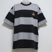 黒×グレーアロハくま刺繍ボーダーTシャツ