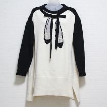黒×白シューズ柄ニットチュニック【3(9号)】