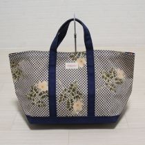 ブルー系薔薇プリントトートバッグ