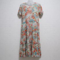 水色系縮緬友禅柄ワンピース