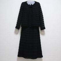 黒シフォンピコフリルレイヤー風ブラウス&スカート