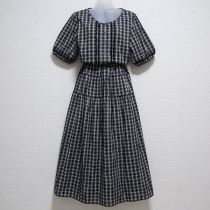 黒チェックレース使いワンピース