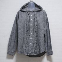 黒チェックフード付きネルシャツ