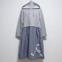 グレーネームワッペン使いコンビワンピース