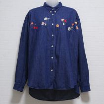 紺花刺繍デニムシャツ