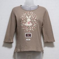 ベージュくいしんぼううさぎ長Tシャツ【M】