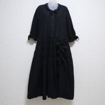黒ピンタックたくし上げワンピース