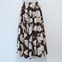 茶扇子プリントローンスカート