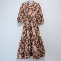 茶花かごプリントワンピース