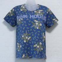 ブルー白つめ草ロゴパッチTシャツ