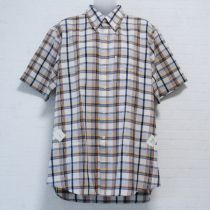 生成×紺系チェックロゴパッチシャツ【M】