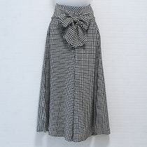 黒水玉ポリワイドパンツサッシュ付き