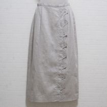 ベージュ系リネン波型カットスカート