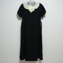 黒フランスレース使いジョーゼットワンピース
