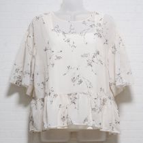 生成花刺繍シフォンブラウス