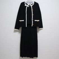 黒×白ニットスーツ3点セット
