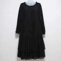 黒チュール使いカットソーワンピース