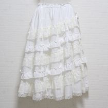 白フローラルラッセルレース段々スカート