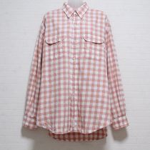 ピンクロゴ入りブロックチェックシャツ【L】