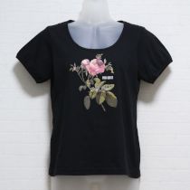 黒ローズプリントTシャツ【3(M)】