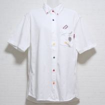 白ワッペン使い配色ボタン半袖シャツ【3(M)】