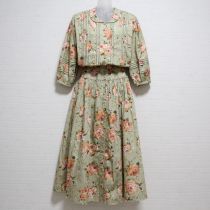 薄荷薔薇プリントワンピース