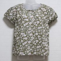 薄荷花柄スモックブラウス