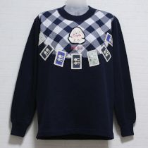 紺たれ耳うさぎワッペントレーナー【M】