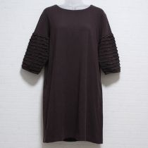 茶フリル袖カットソーチュニック