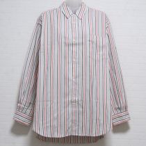 白×オレンジ系ストライプシャツ
