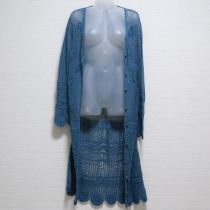 ブルー系クロッシェロングカーディガン