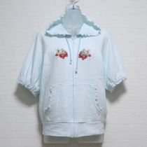サックス苺刺繍半袖パーカー【3(M)】